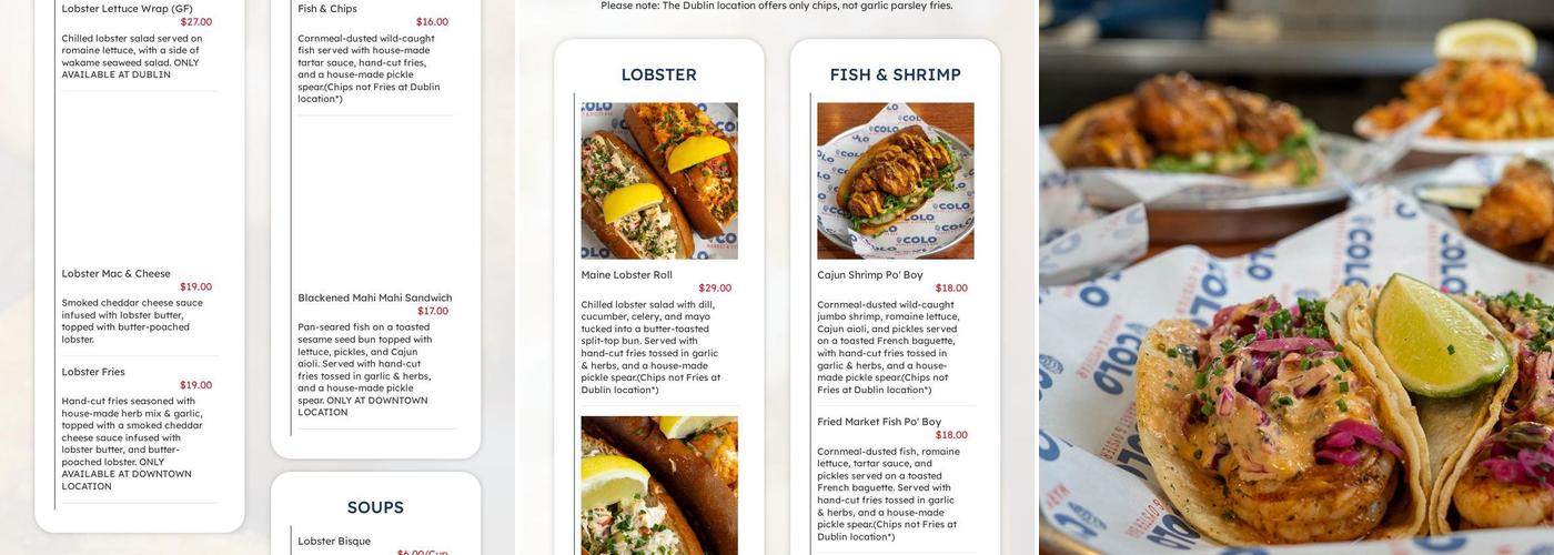 COLO Market & Oyster Bar Downtown Menu