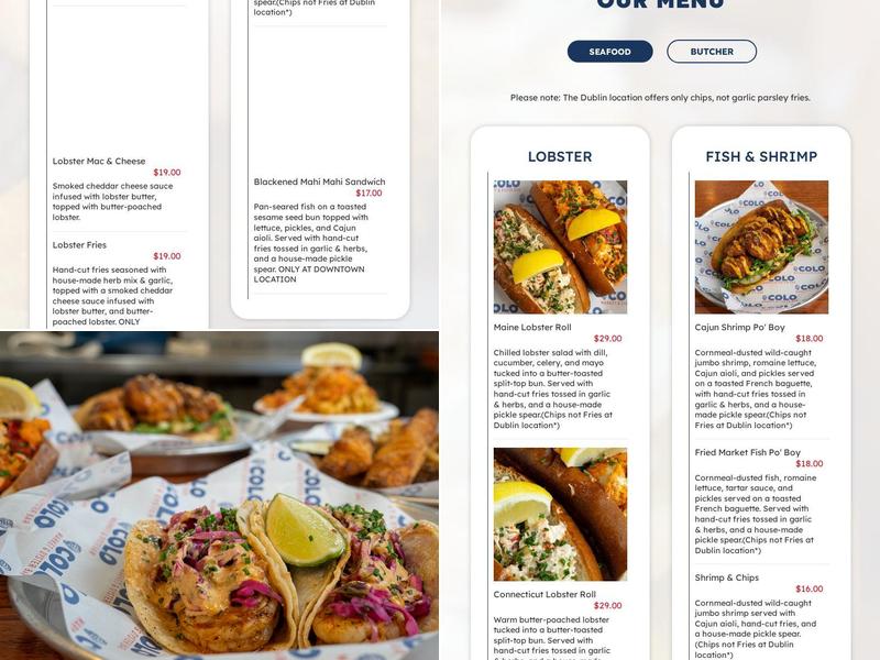 COLO Market & Oyster Bar Downtown Menu