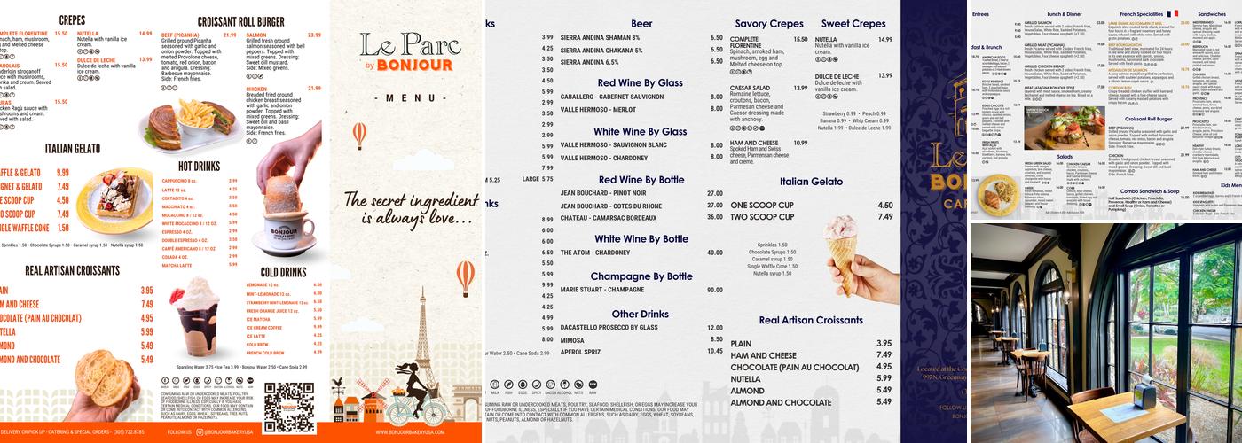 Le Parc Cafe Menu