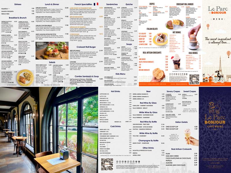 Le Parc Cafe Menu
