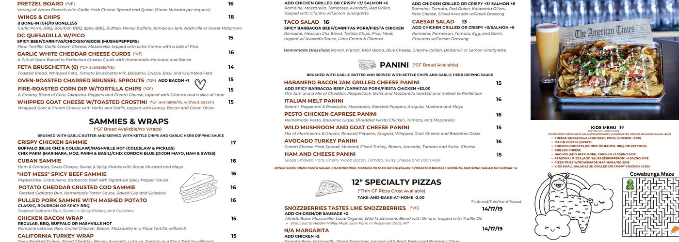 Draft City Self-Pour Taproom & Eatery Menu