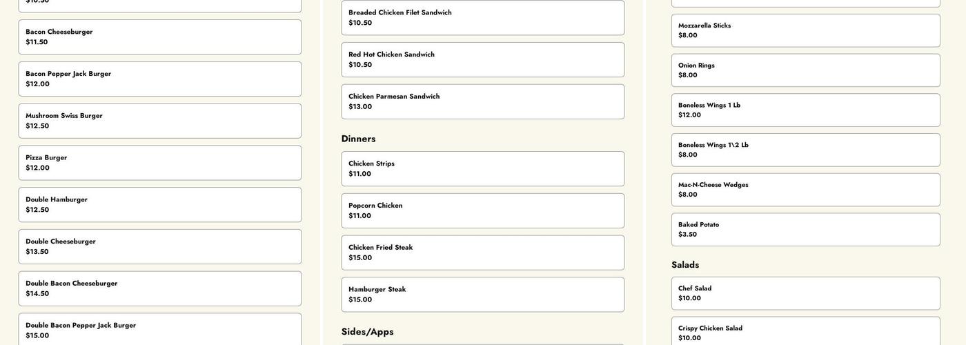 The Messy Apron Drive In Menu