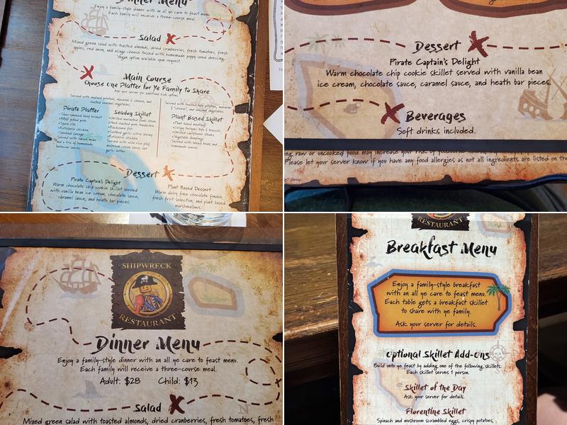 Shipwreck Restaurant Menu