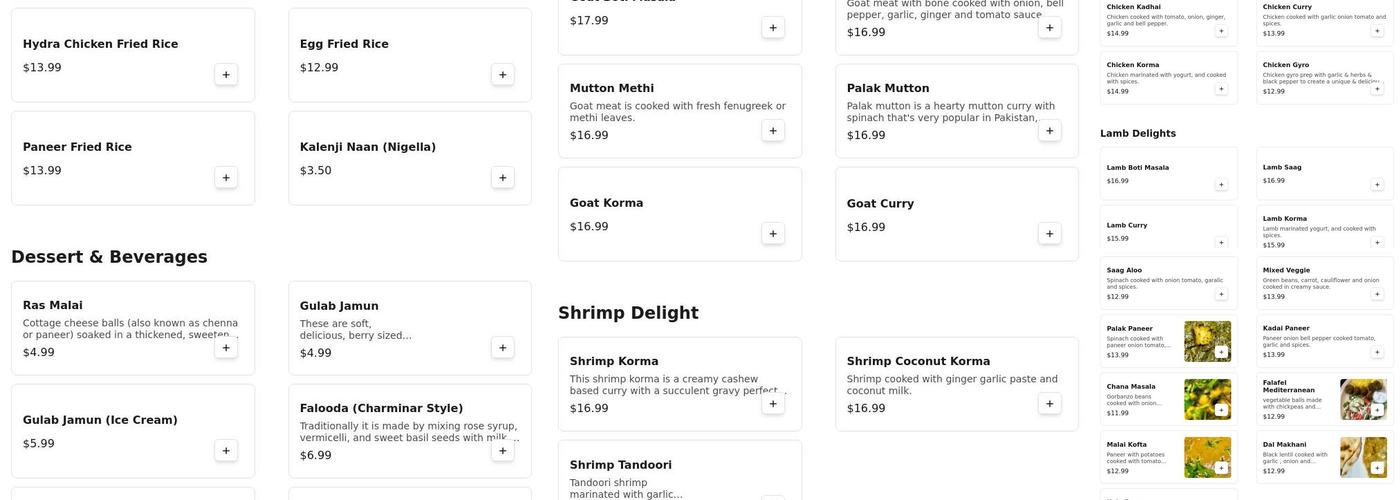 NAWABS INDIAN RESTAURANT Menu