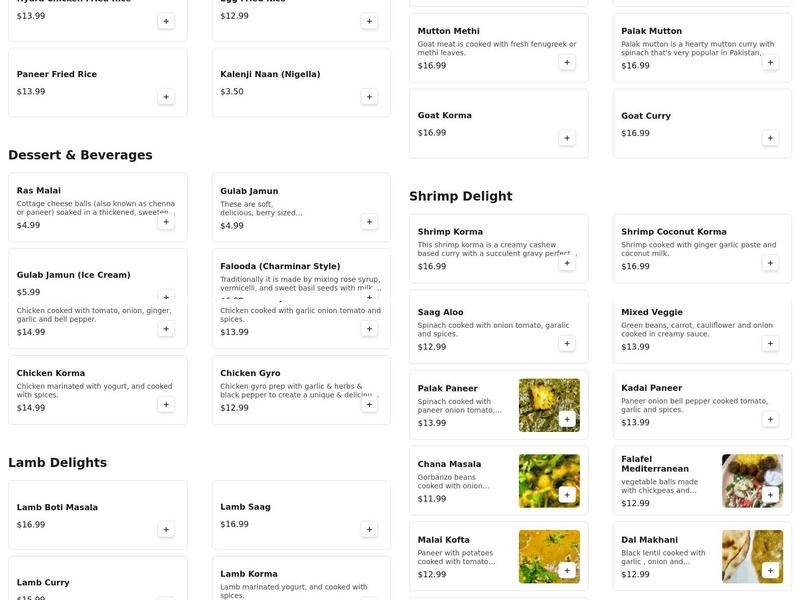 NAWABS INDIAN RESTAURANT Menu