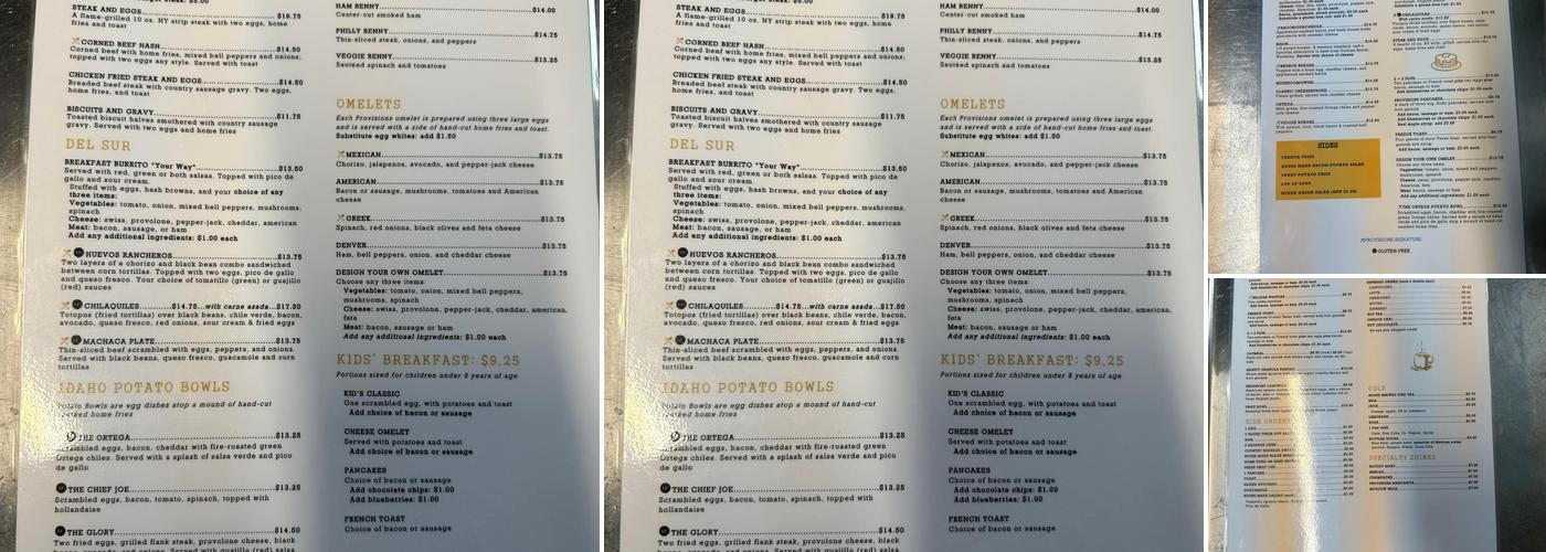 Local Kitchen Provisions Menu