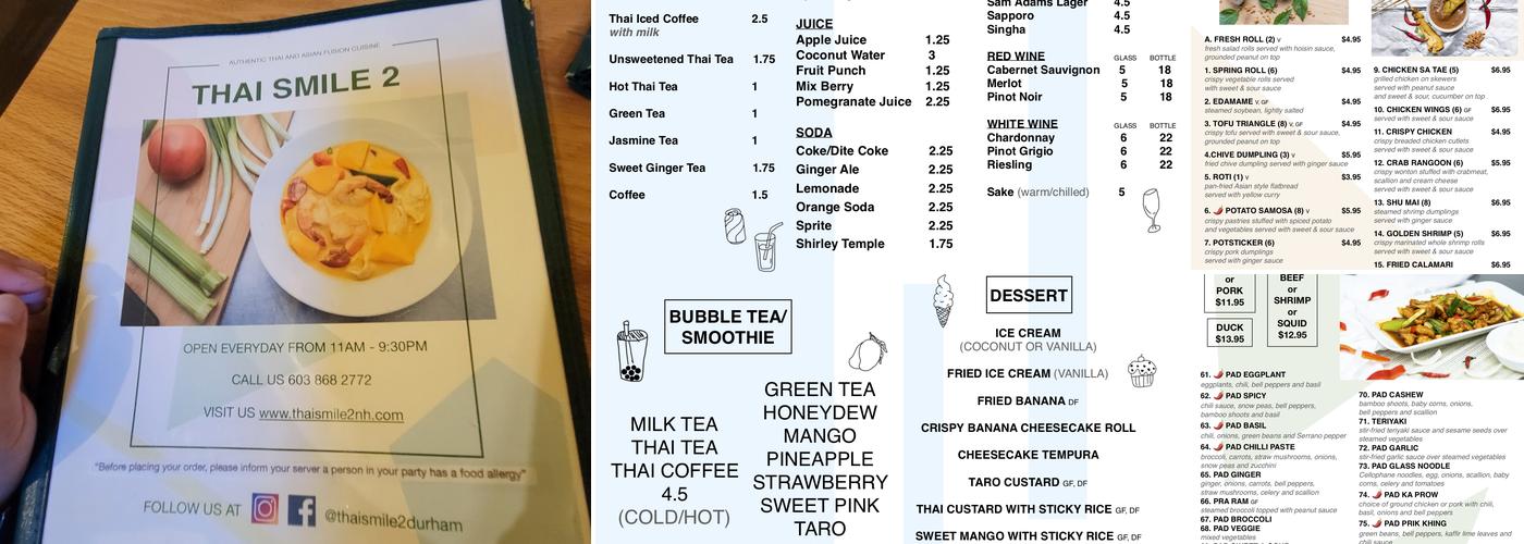 Thai Smile 2 Menu
