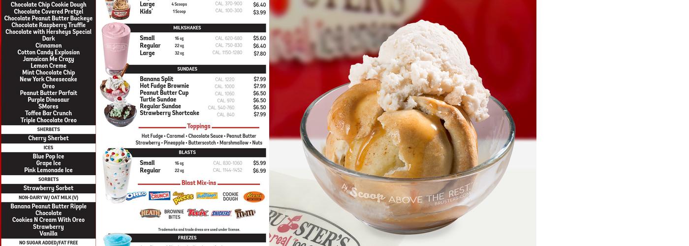 Bruster's Real Ice Cream Menu