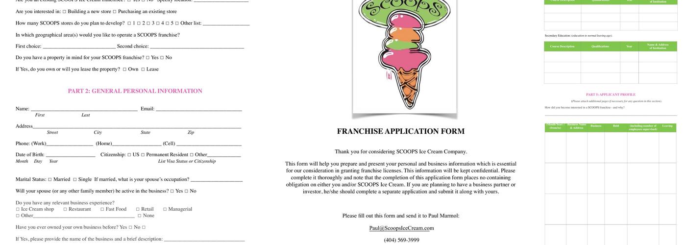 Scoops Menu