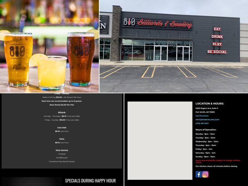 810 Billiards & Bowling - Fort Smith Menu