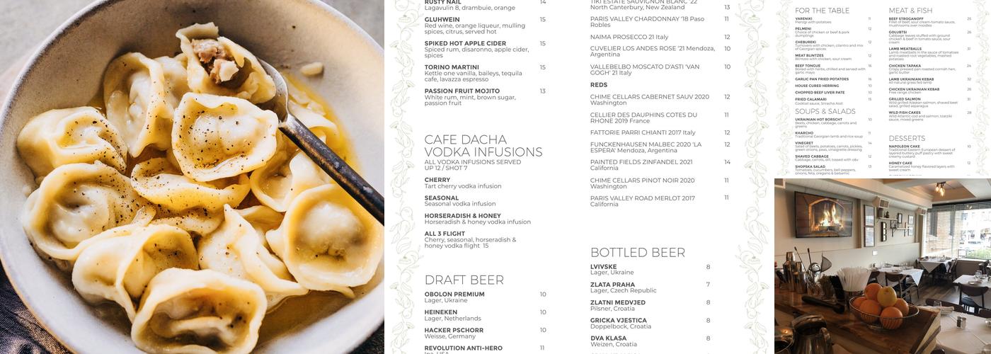 Cafe Dacha Menu