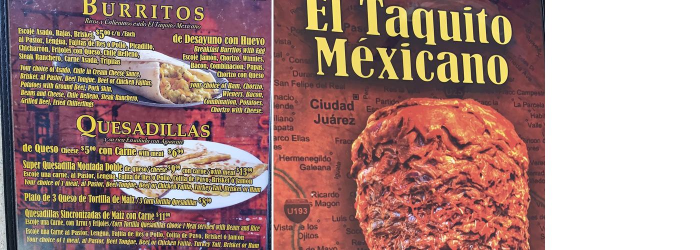 EL TAQUITO MEXICANO Menu