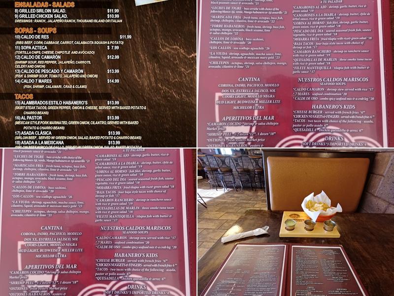 Habaneros Menu