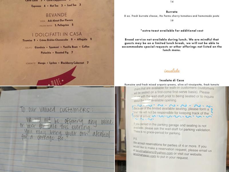 La Cucina Ristorante Italiano Menu