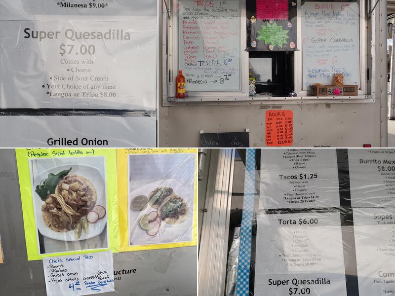 Victorias Tacos Menu
