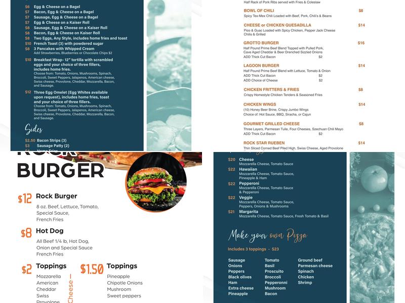 The Rock Bar at Split Rock Resort Menu