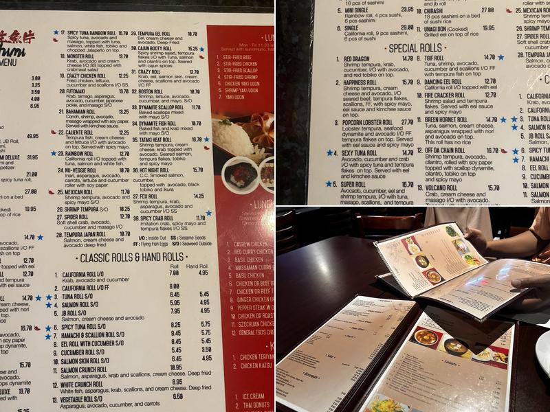 Tataki Asian Bistro Menu