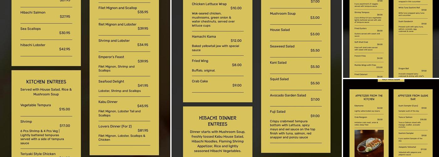 Kabu Japanese Steakhouse & Sushi Menu