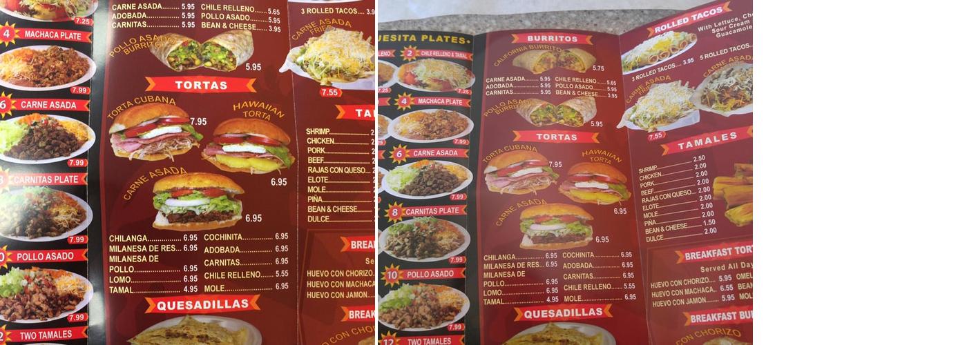 La Yaquesita Menu