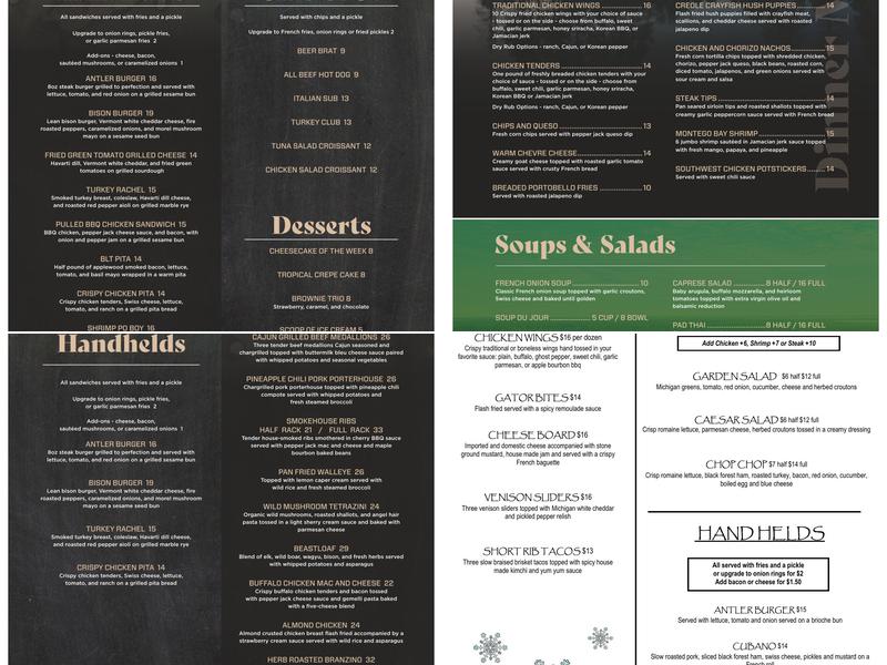 Antlers Bar & Grill Menu