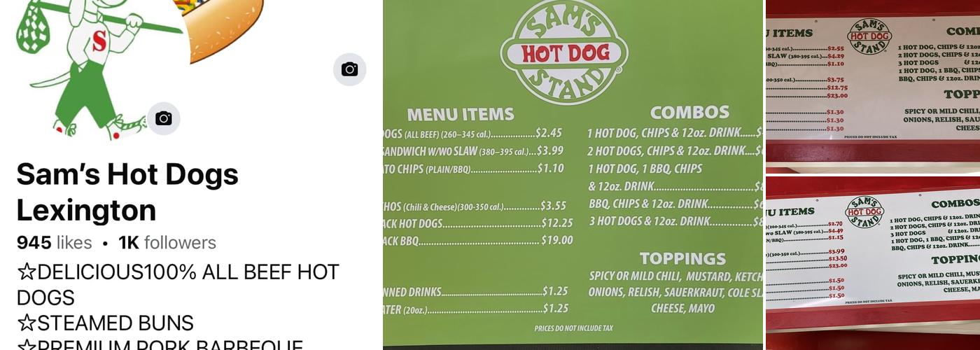 Sam's Hot Dogs-Lexington, VA Menu