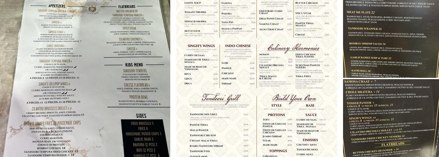 Singh's Kitchen Menu