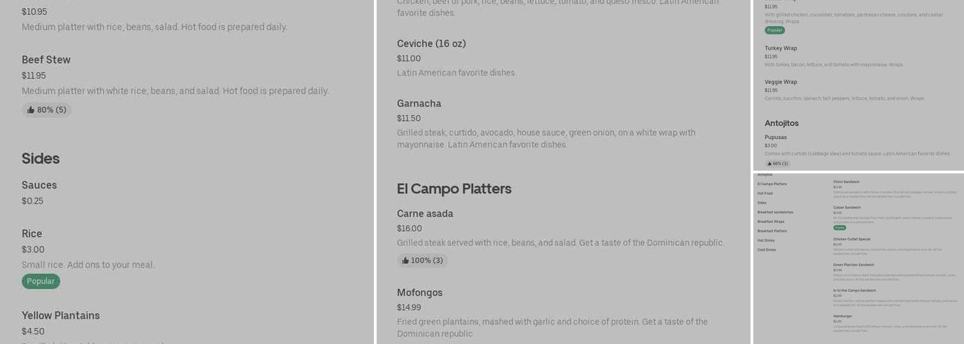 El Campo Deli Grocery Inc Menu