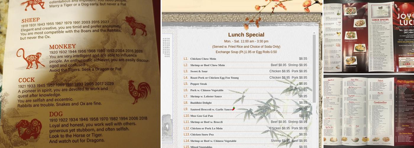 Joy Luck Menu