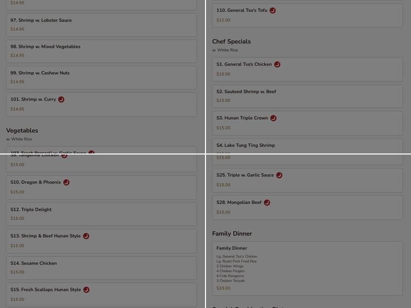 Fu Hing Menu