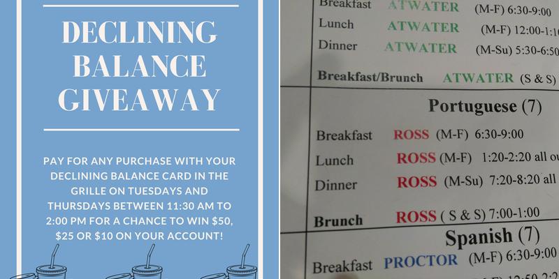 Ross Dining Hall Menu