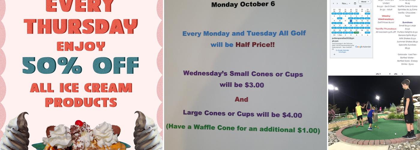 Putters Paradise Menu