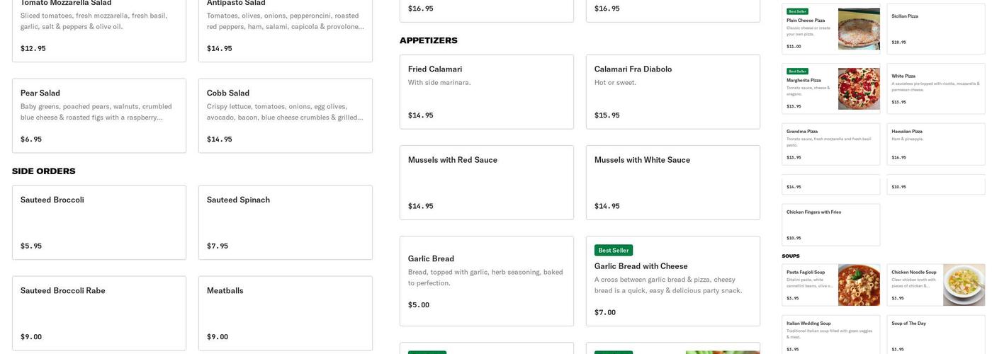 Toscanella Village Cafe Menu