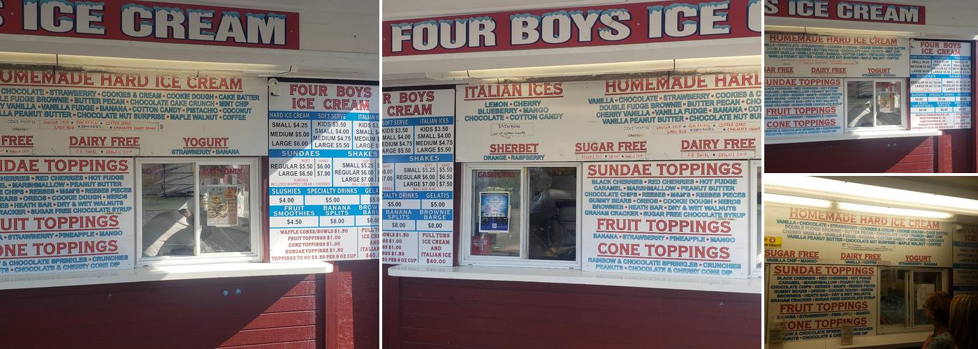 Four Boys Ice Cream Menu