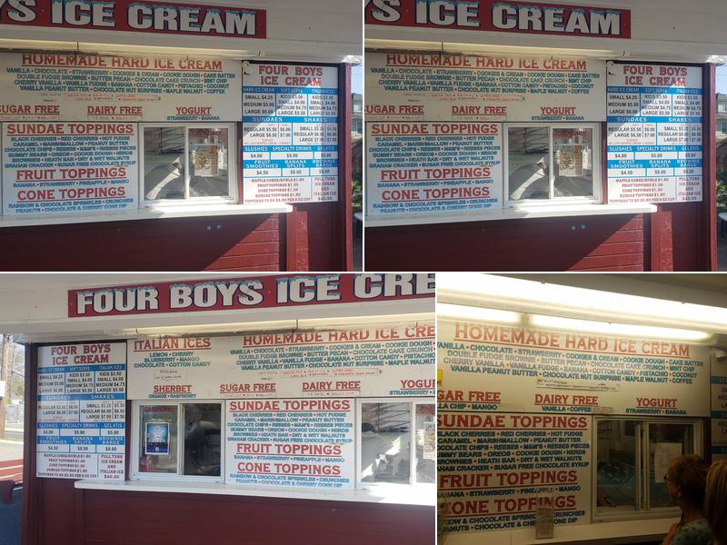 Four Boys Ice Cream Menu