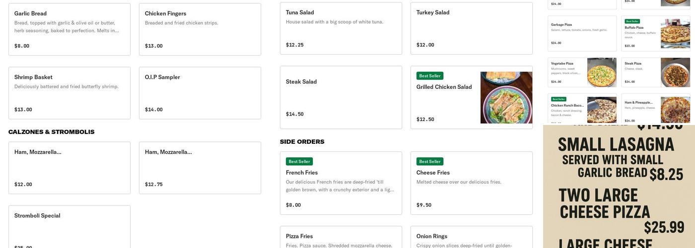 Original Italian Pizza Menu