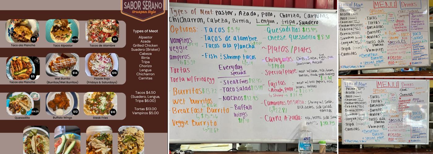 El Sabor Serrano Menu