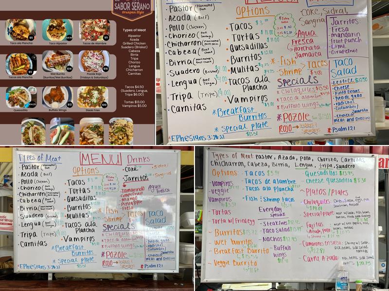 El Sabor Serrano Menu