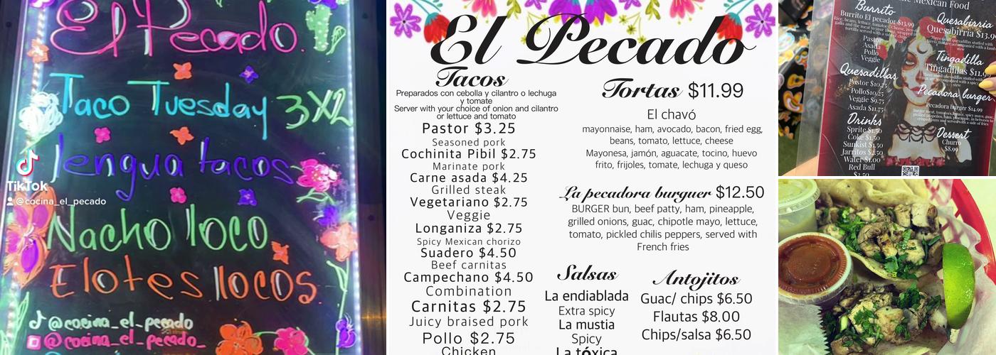 El Pecado Menu
