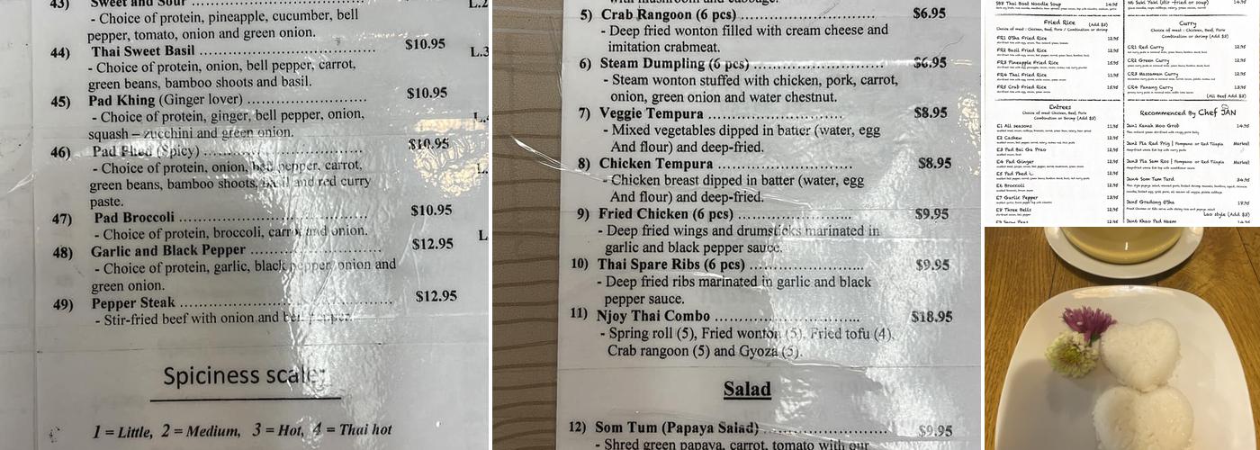 O’ Sha Thai Bar & Restaurant Menu