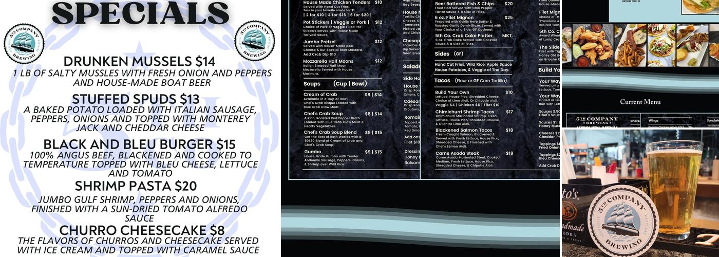 5th Company Brewing Menu