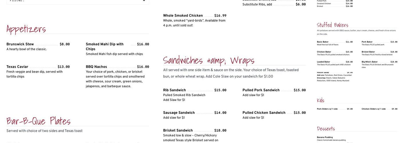 Sparks Bar-B-Que & Brew Menu