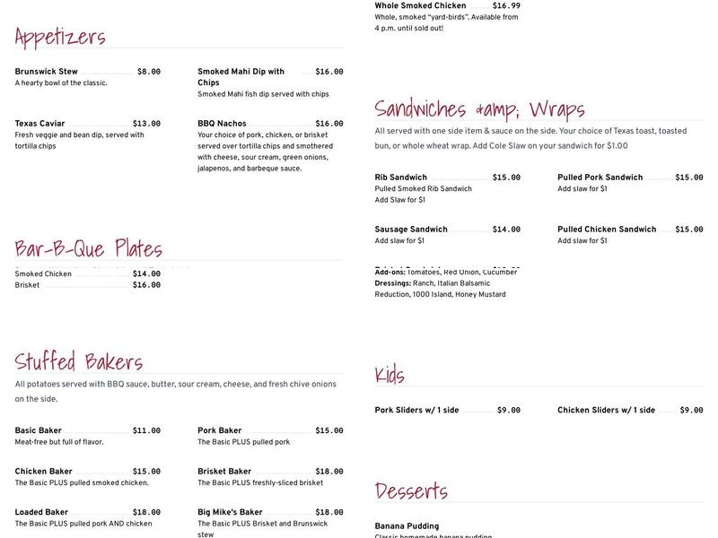 Sparks Bar-B-Que & Brew Menu
