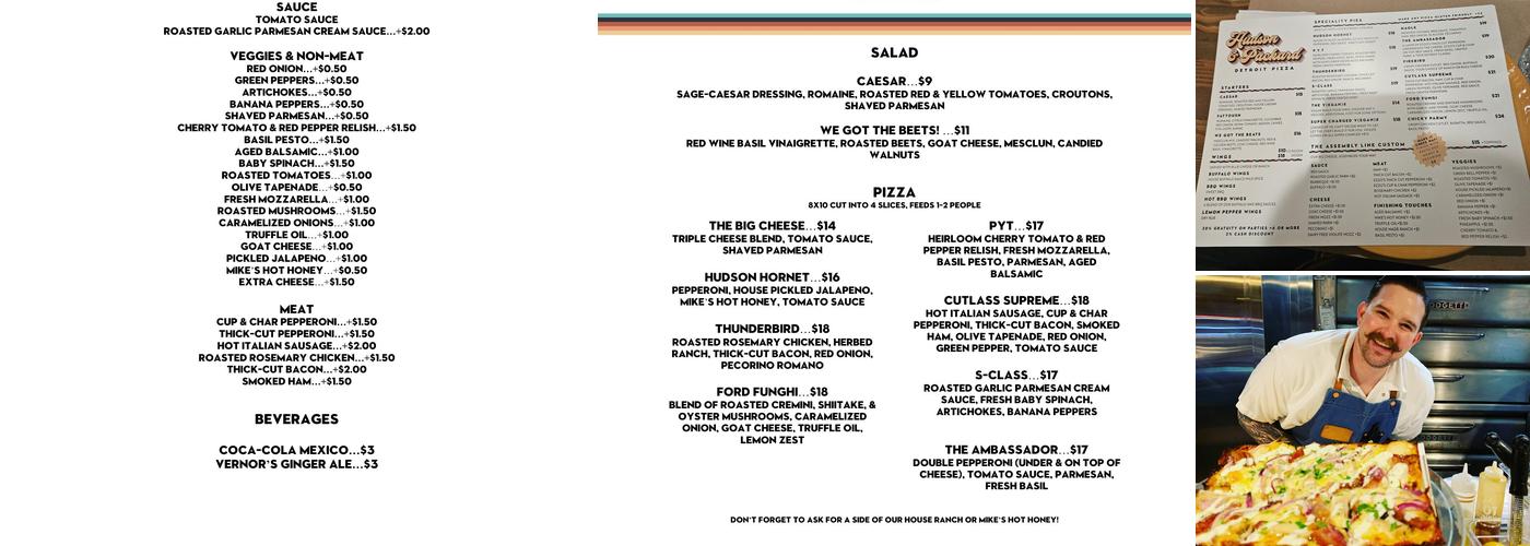 Hudson & Packard Menu