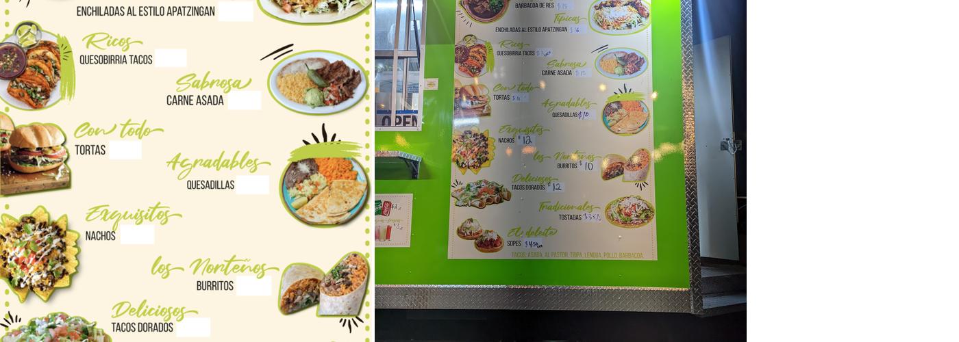 Sazón Michoacano Menu