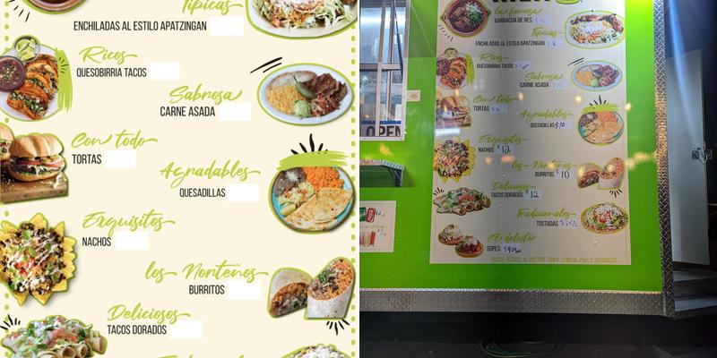 Sazón Michoacano Menu