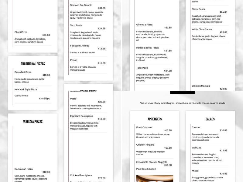 Wahizza Ridgefield Park Menu