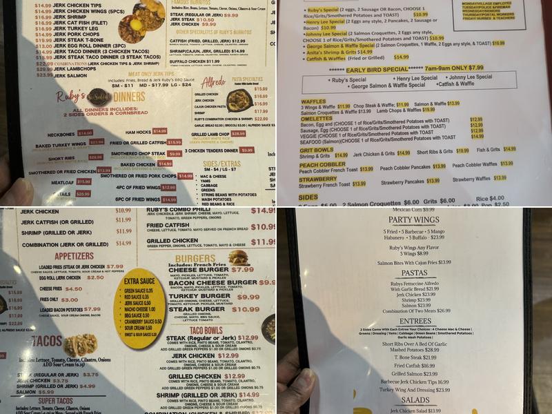 Ruby's Soul Food Menu