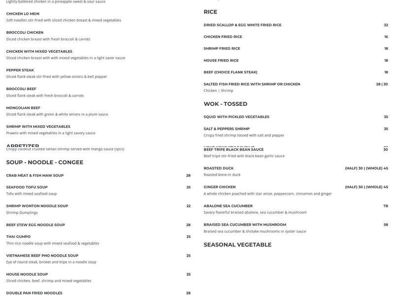 Lucky 8 Asian Bistro Menu
