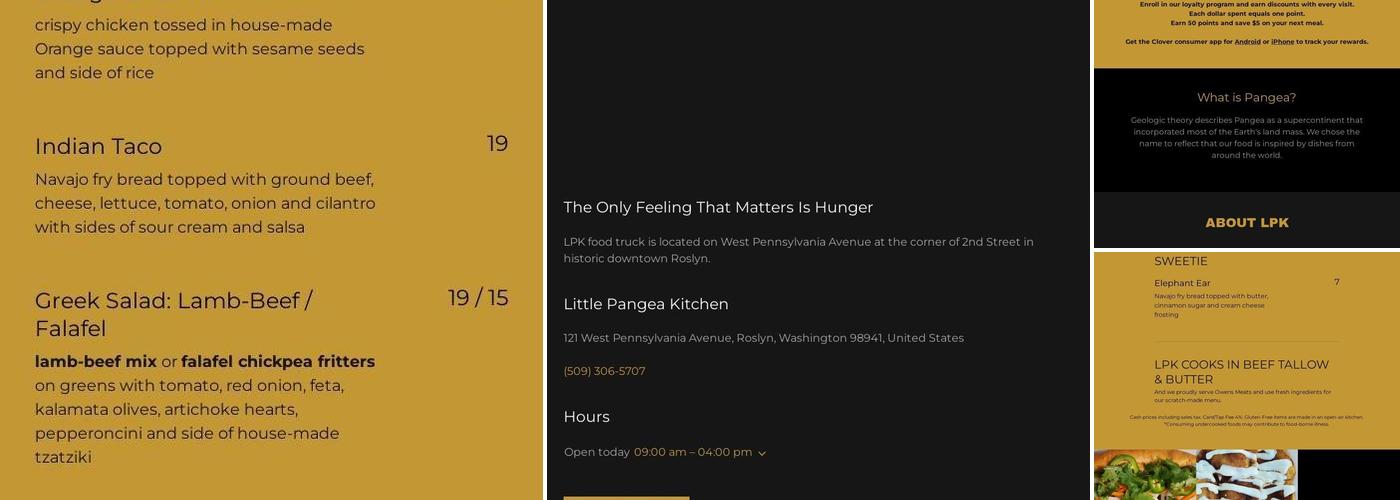 Little Pangea Kitchen Menu