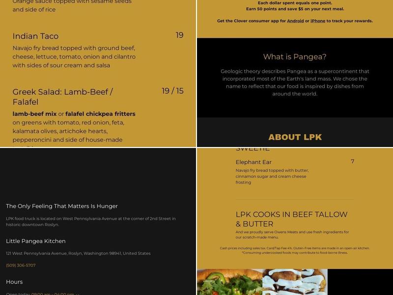 Little Pangea Kitchen Menu
